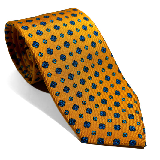 Marigold Yellow Floral Printed Silk Tie