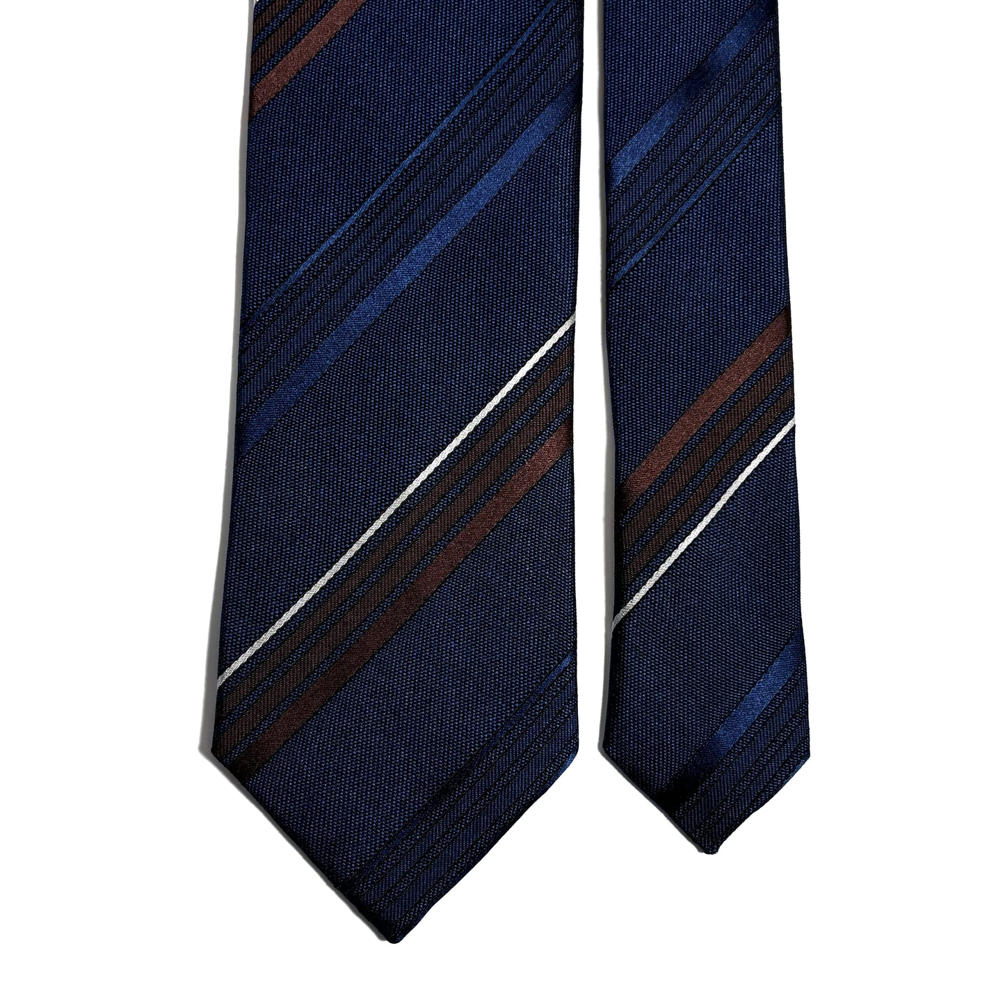 Navy Blue & Brown Striped Silk Jacquard Tie