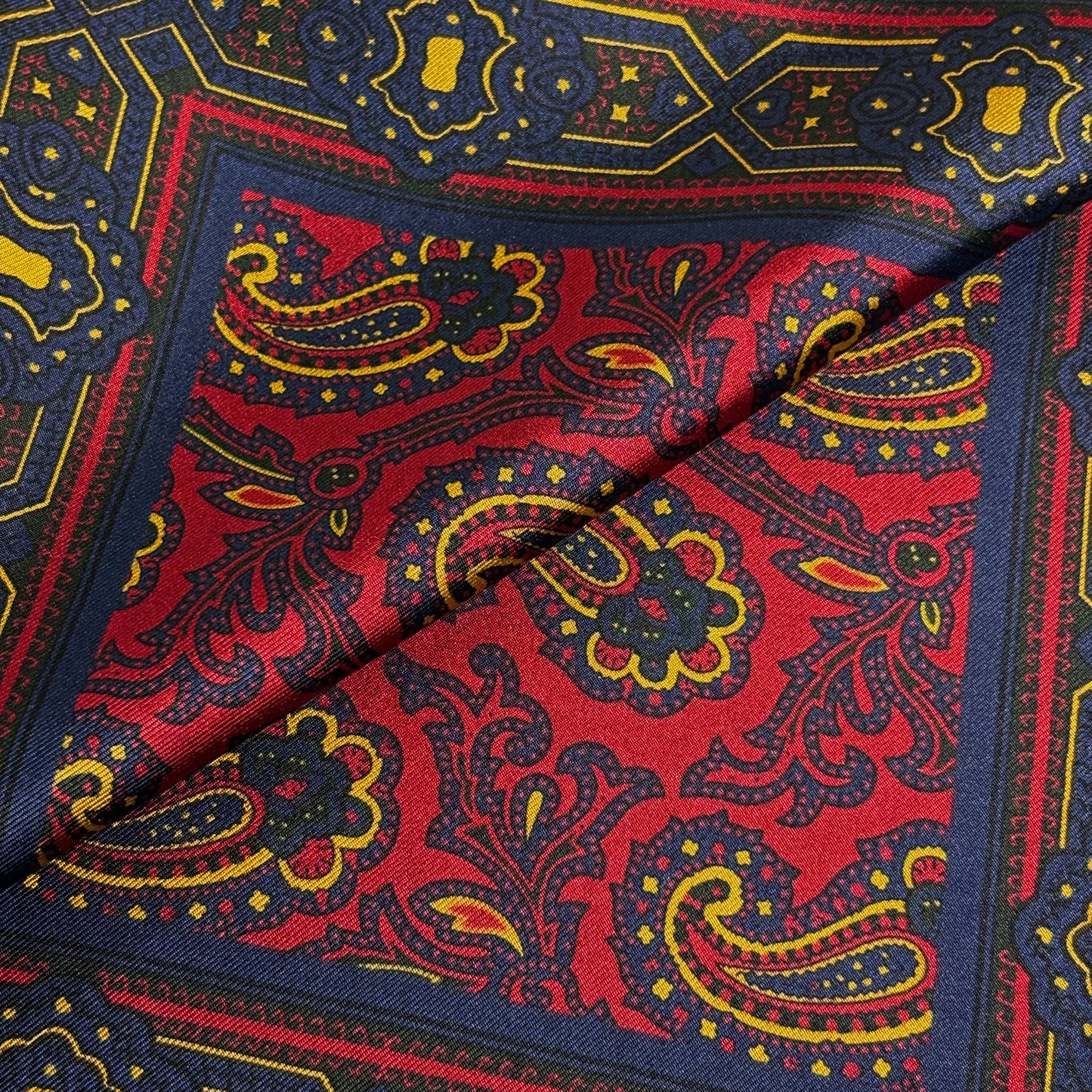 Burgundy & Yellow Paisley Ancient Madder Silk Pocket Square