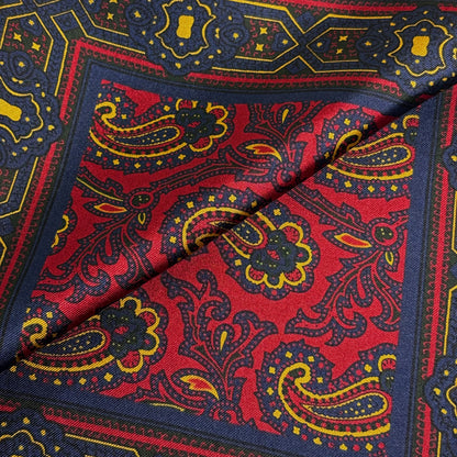 Burgundy & Yellow Paisley Ancient Madder Silk Pocket Square