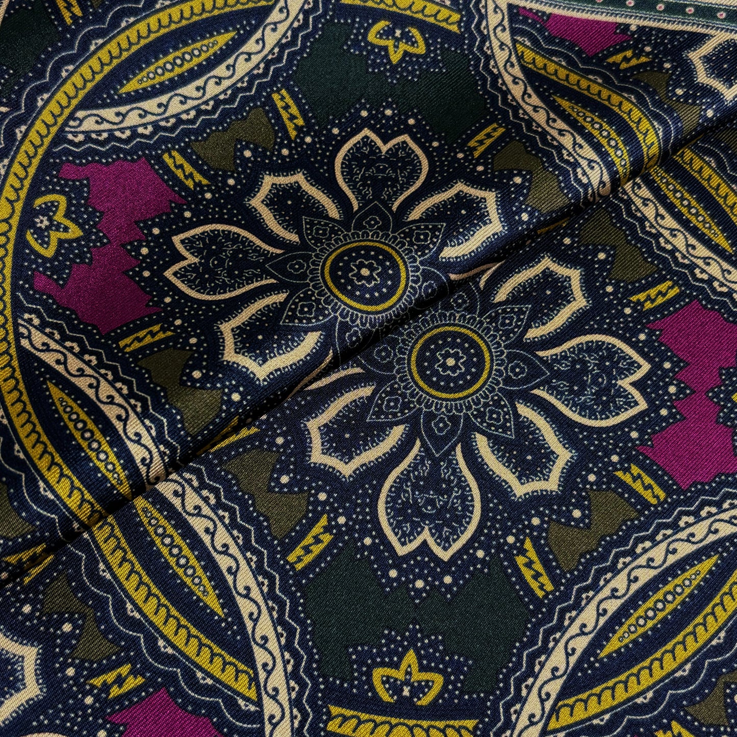 Forest Green & Purple Large Medallion Silk Pocket Square
