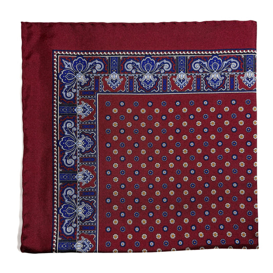 Burgundy Floral Silk Pocket Square