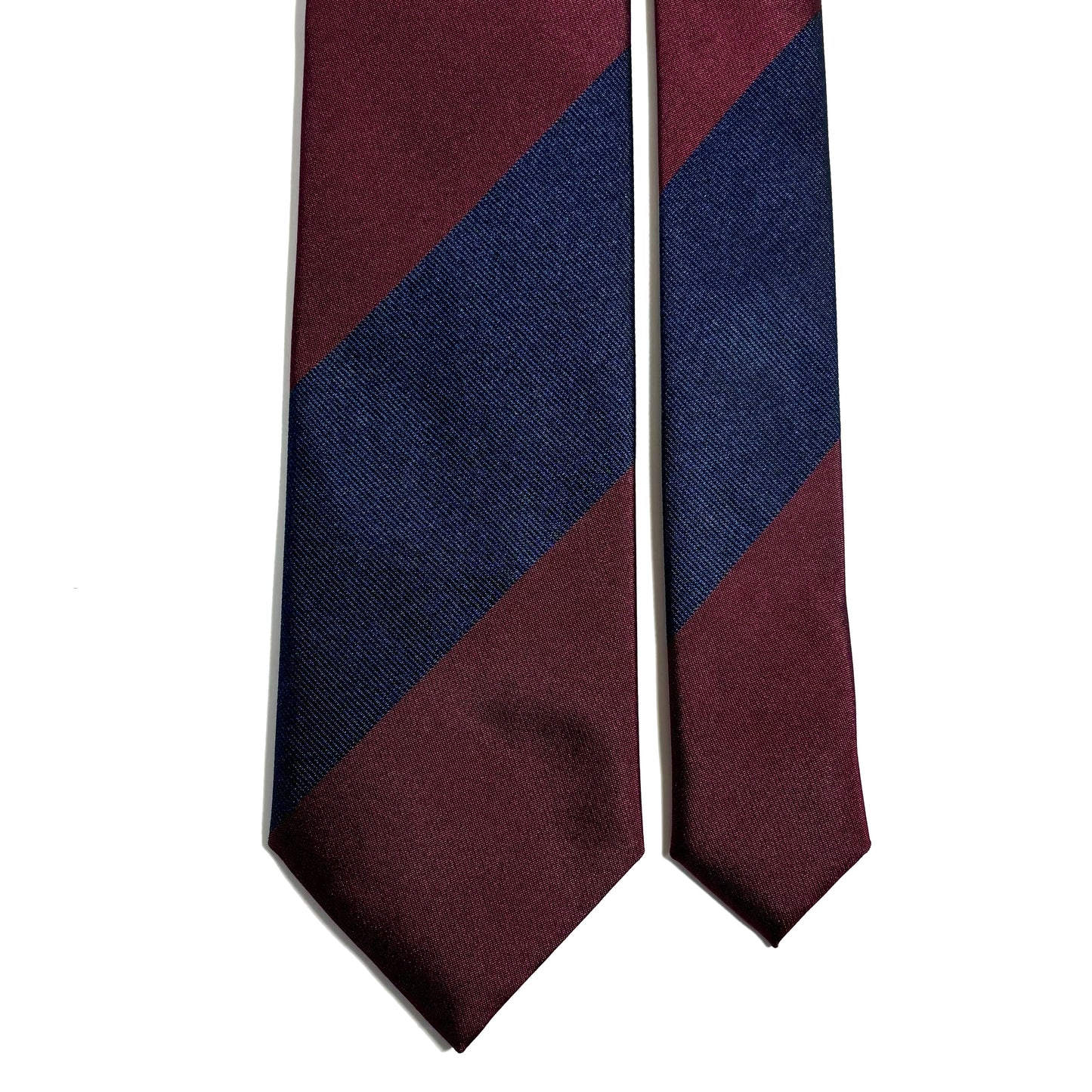 Navy Blue & Burgundy Block Striped Silk Repp Tie