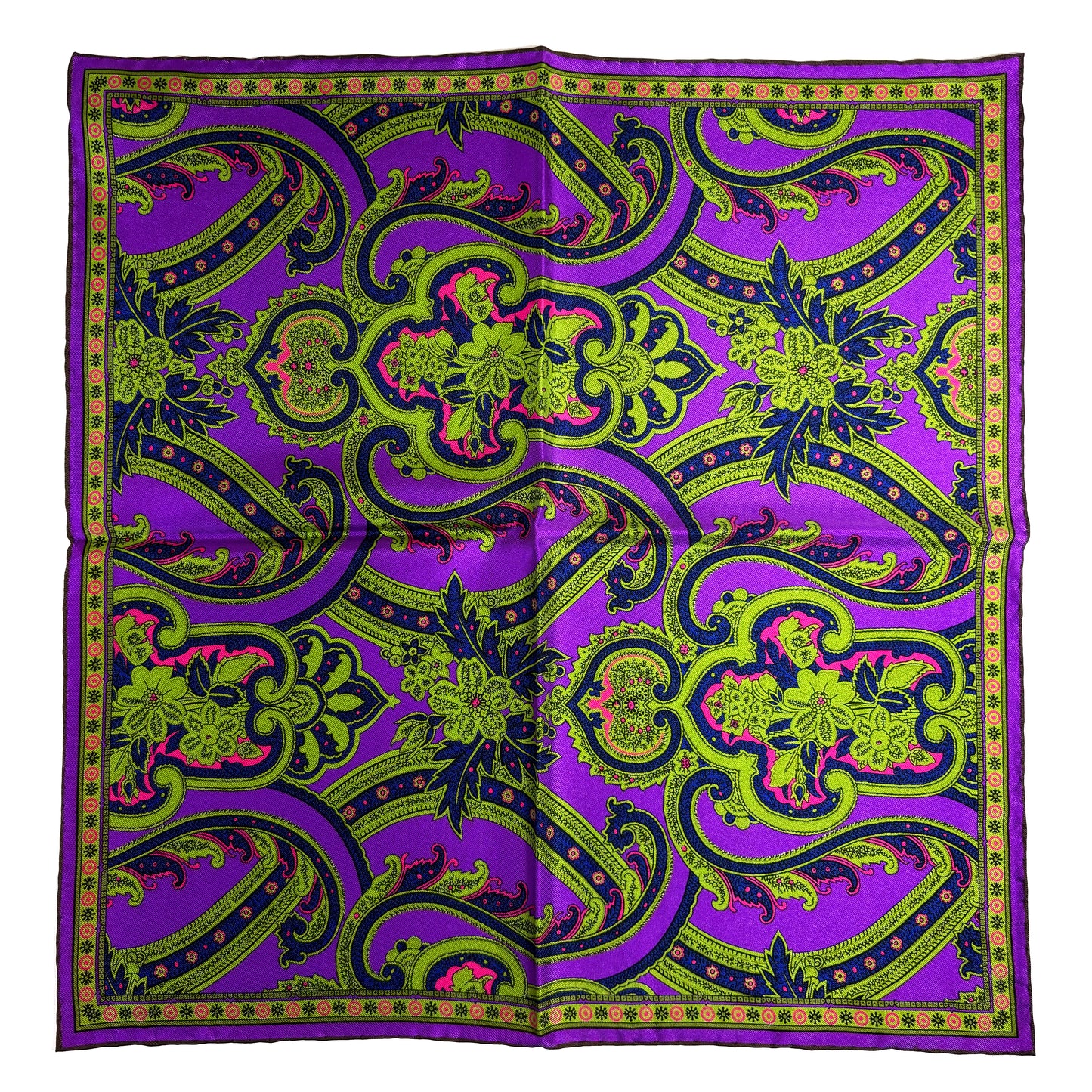 Purple & Green Floral Silk Pocket Square