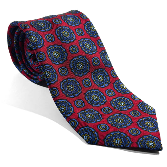 Red Large Floral Ancient Madder Silk Tie