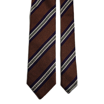 Orange Striped Italian Silk Grenadine Tie