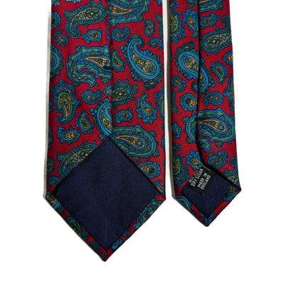 Hand-Printed Red Paisley Silk Tie