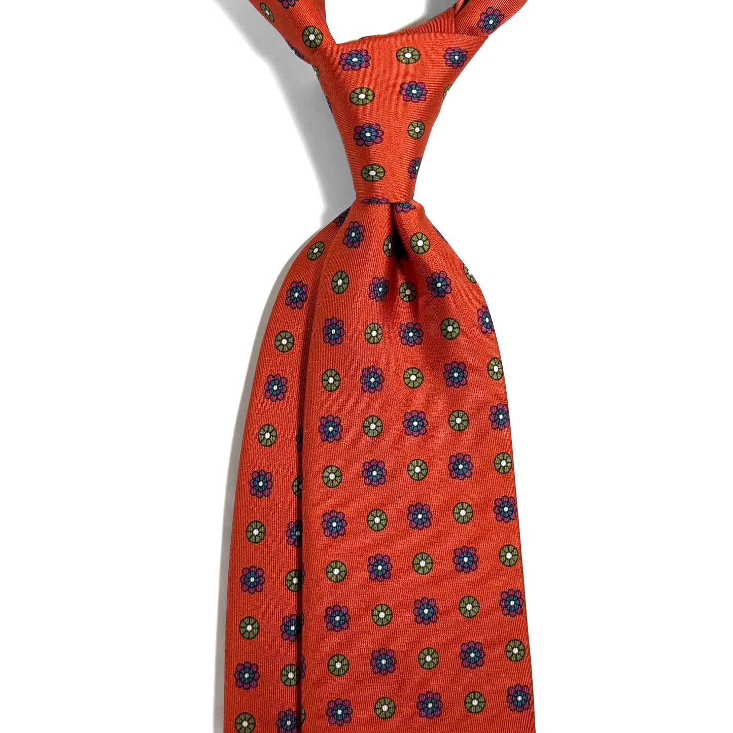 Orange Floral Printed 24oz Silk Twill Tie