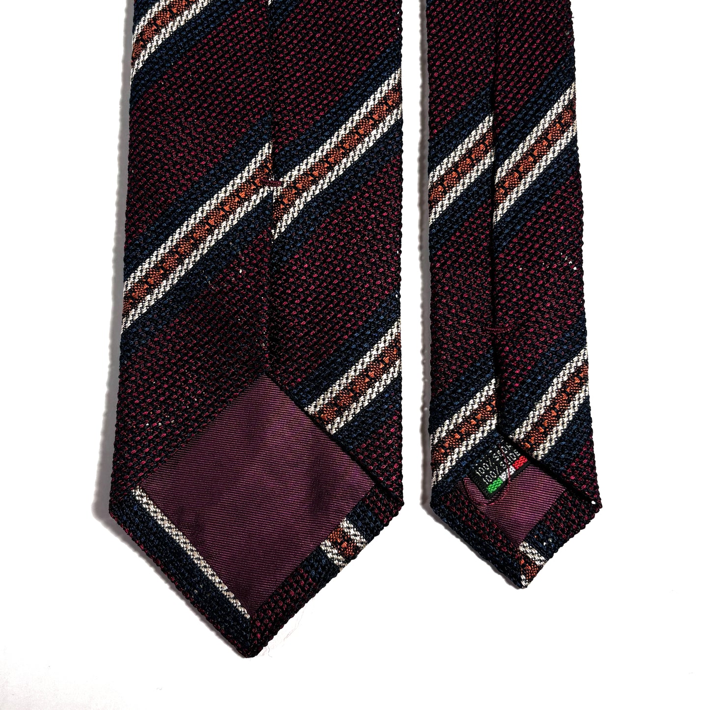 Burgundy Striped Italian Silk Grenadine Tie