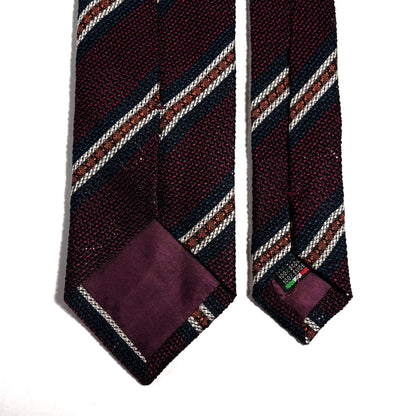Burgundy Striped Italian Silk Grenadine Tie