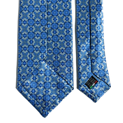 Light Blue Floral Silk Satin Tie