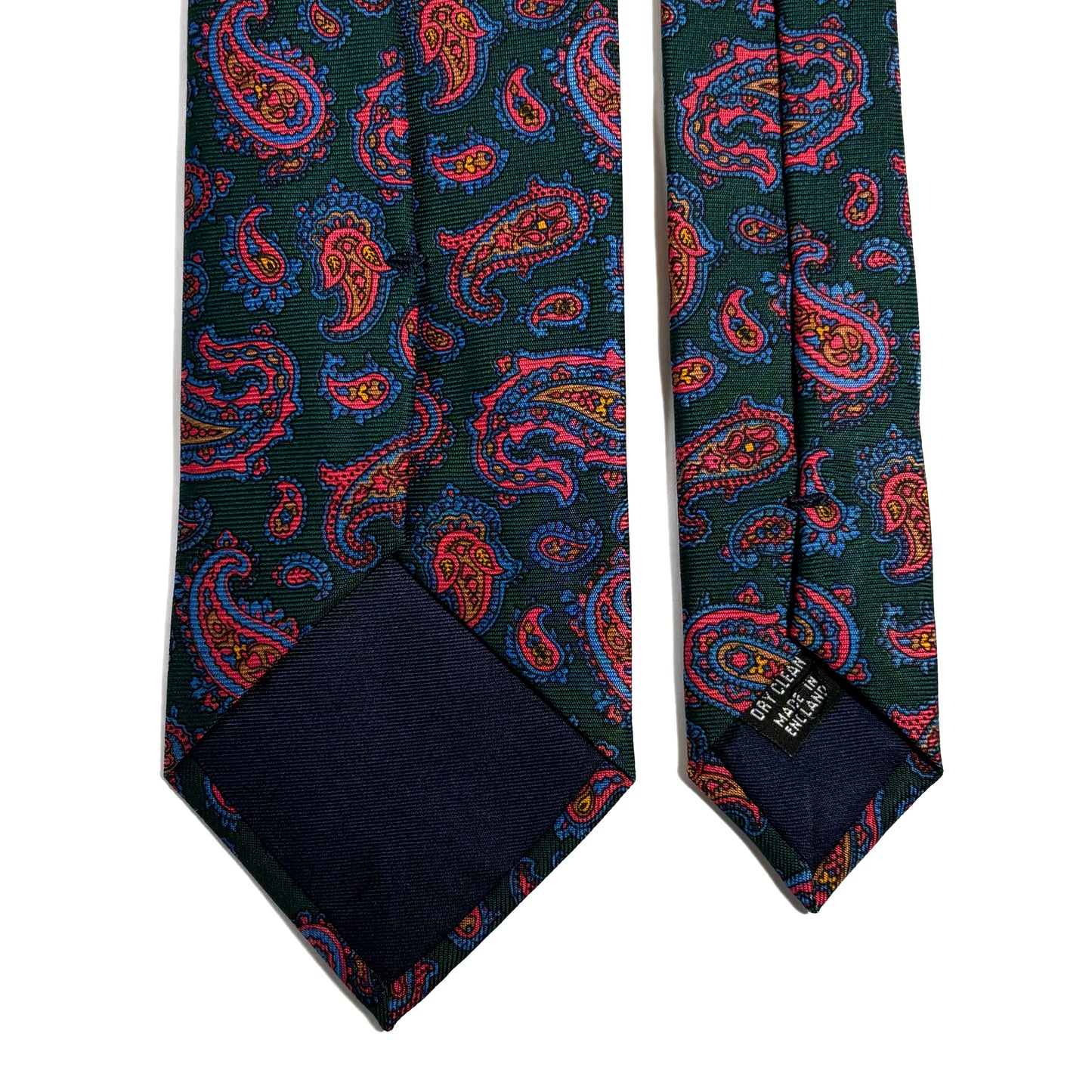 Hand-Printed Forest Green Paisley Silk Tie