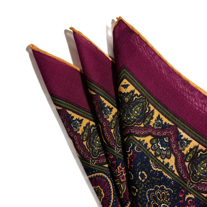 Dominus - Magenta & Yellow - Wool/Silk Pocket Square