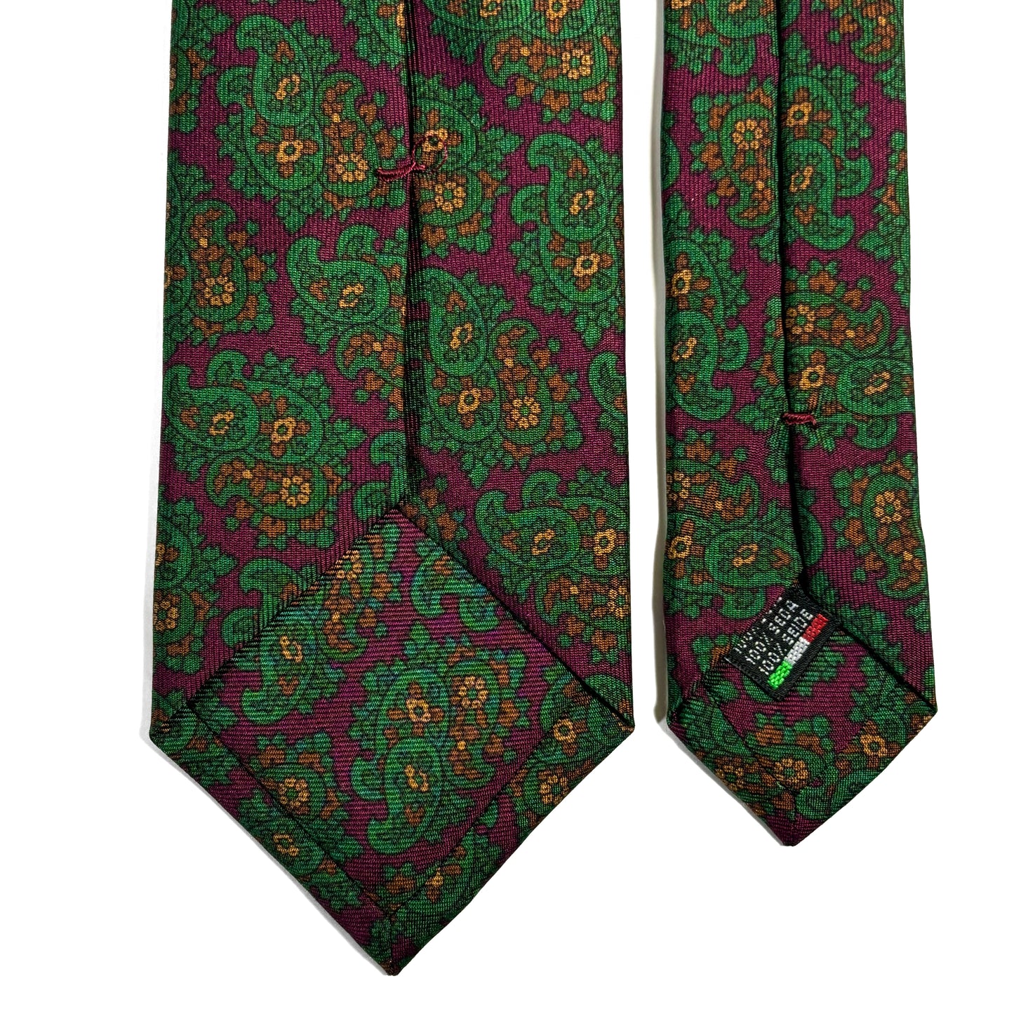 Burgundy & Green Paisley Ancient Madder Silk Tie