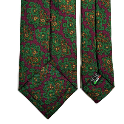 Burgundy & Green Paisley Ancient Madder Silk Tie