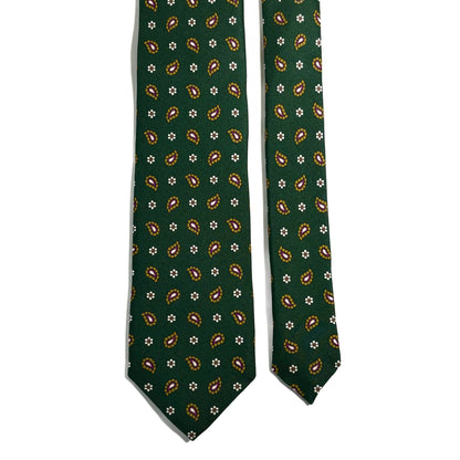 Green Floral Printed 24oz Silk Twill Tie