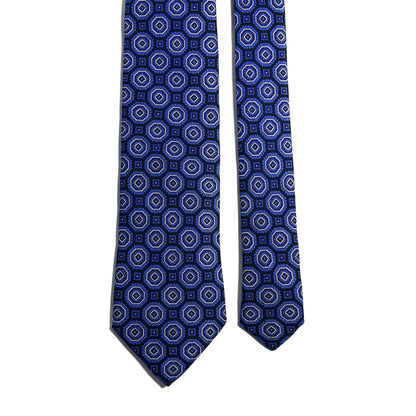 Black & Blue Floral Medallion Silk Tie (Handmade in Italy)