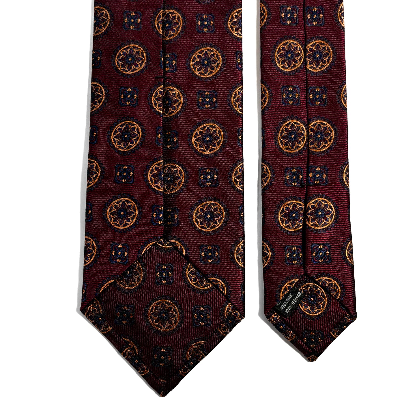 Burgundy & Gold Geometric Silk Jacquard Tie