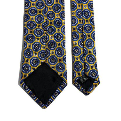 Yellow & Blue Floral Medallion Silk Tie (Handmade in Italy)