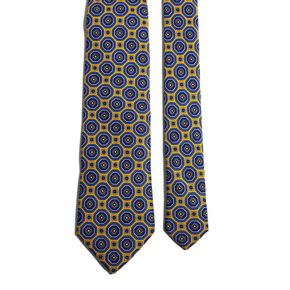Yellow & Blue Floral Medallion Silk Tie (Handmade in Italy)