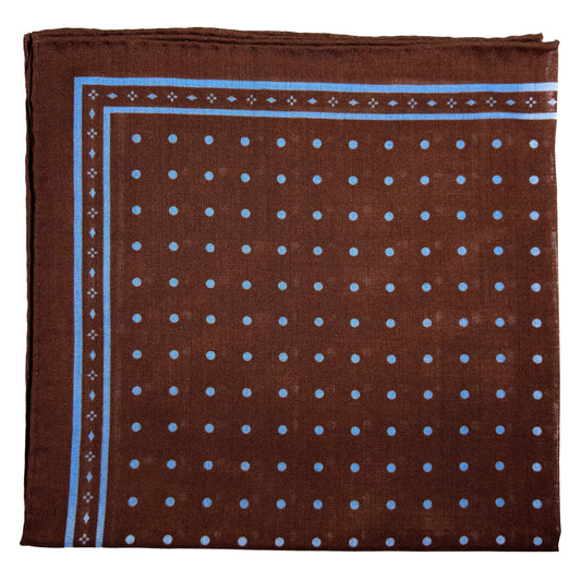 Brown - Polka Dot - Wool/Silk Pocket Square