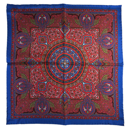 Red & Blue Floral Medallion Ancient Madder Silk Pocket Square