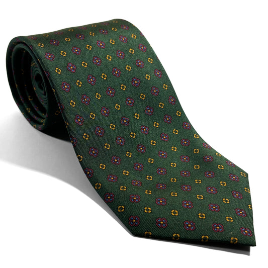 Green Floral Silk Tie