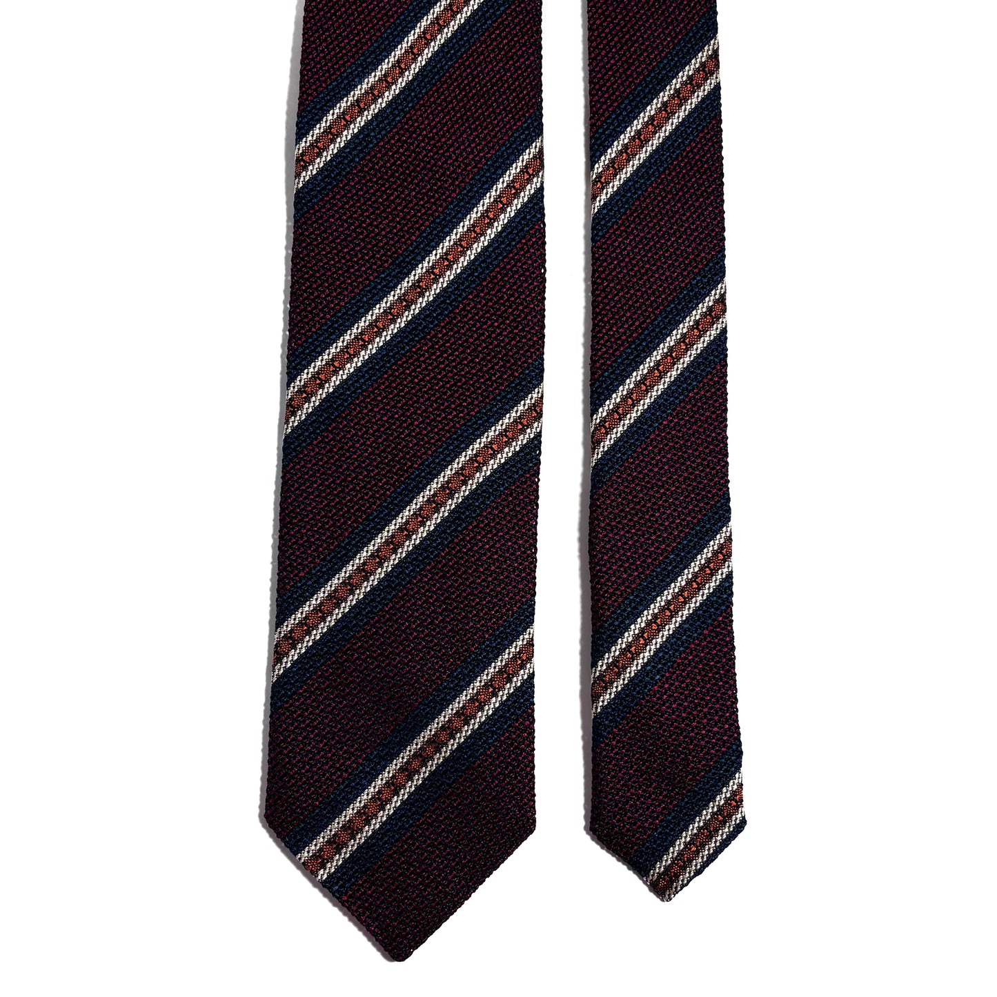 Burgundy Striped Italian Silk Grenadine Tie