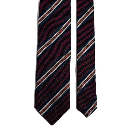 Burgundy Striped Italian Silk Grenadine Tie