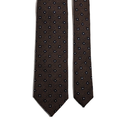Taupe Brown Floral Wool/Silk Jacquard Tie