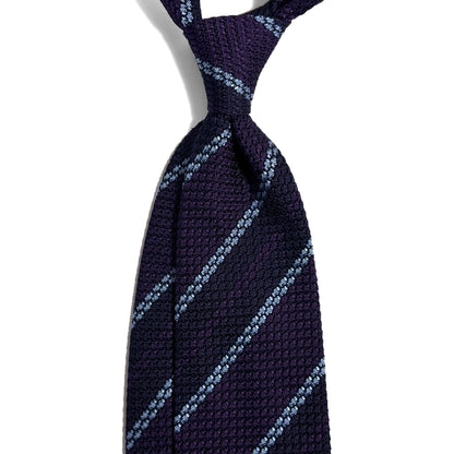 Purple & Navy Blue Striped Silk Grenadine Tie (Garza Grossa)