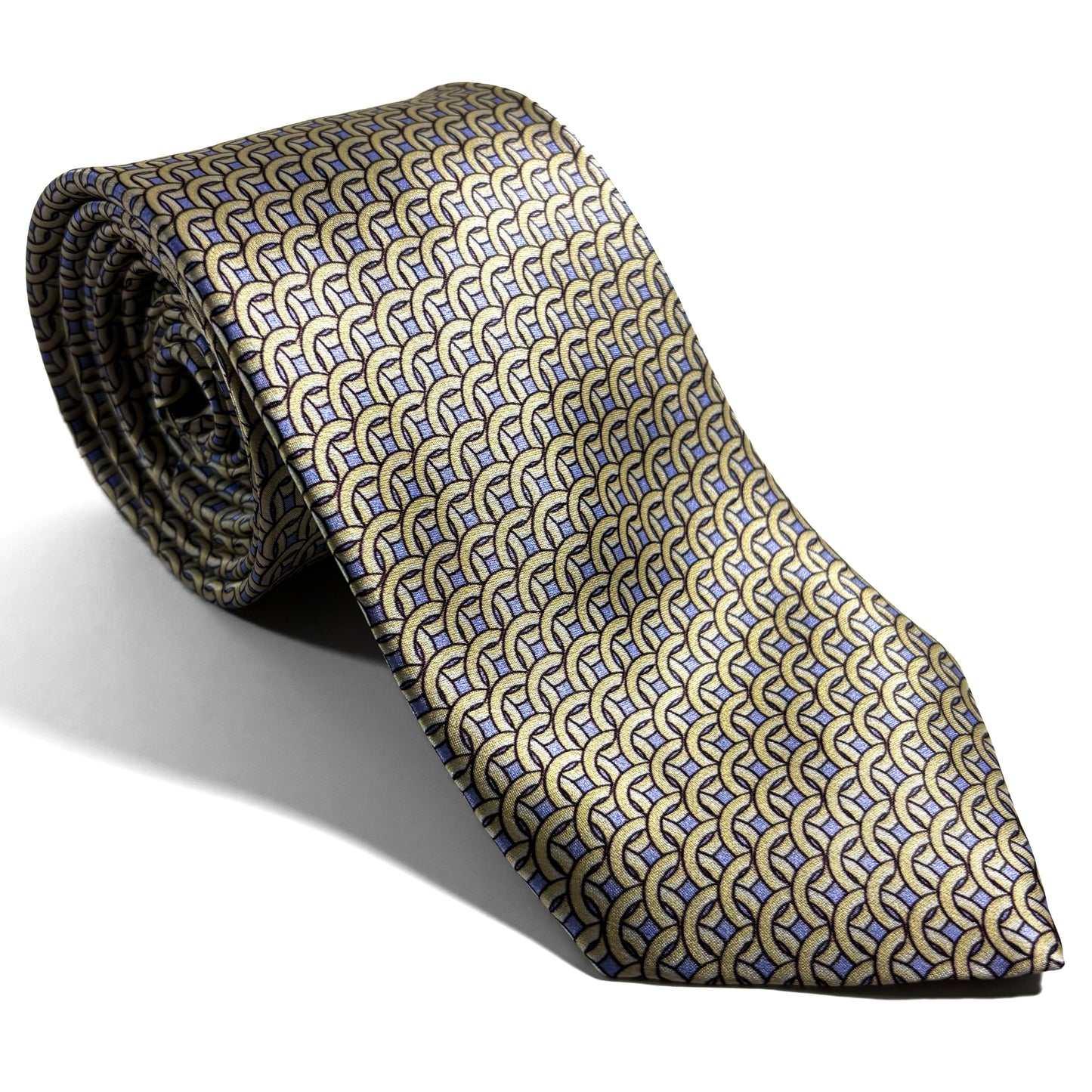 Beige & Lilac Geometric Silk Satin Tie