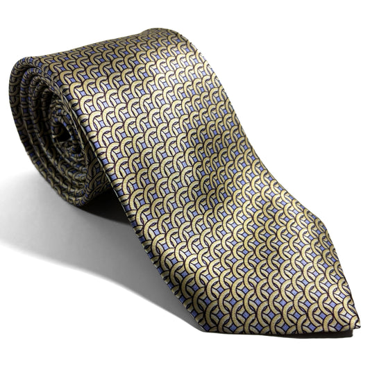 Beige & Lilac Geometric Silk Satin Tie