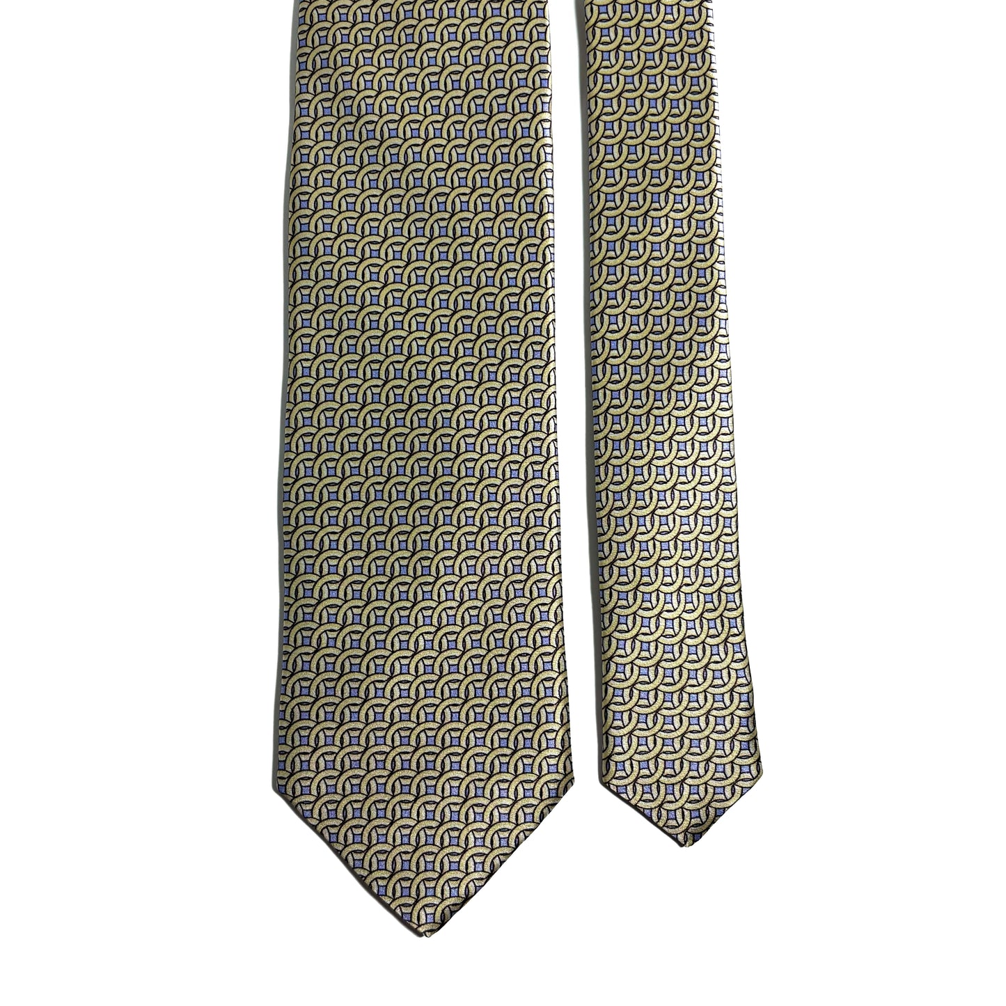 Beige & Lilac Geometric Silk Satin Tie
