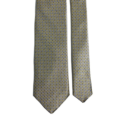 Beige & Lilac Geometric Silk Satin Tie