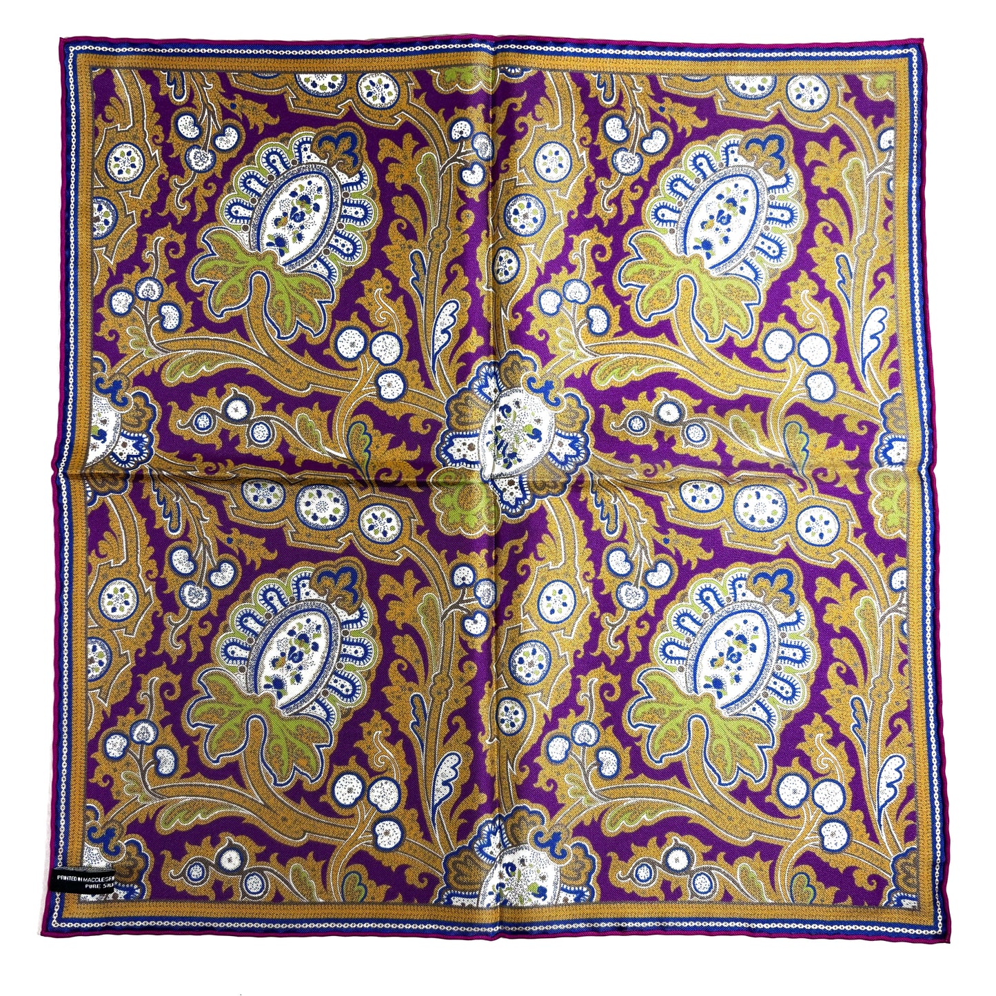 Purple & Gold Floral Paisley Silk Pocket Square