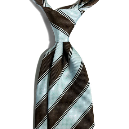 Light Blue & Brown Striped Silk Repp Tie