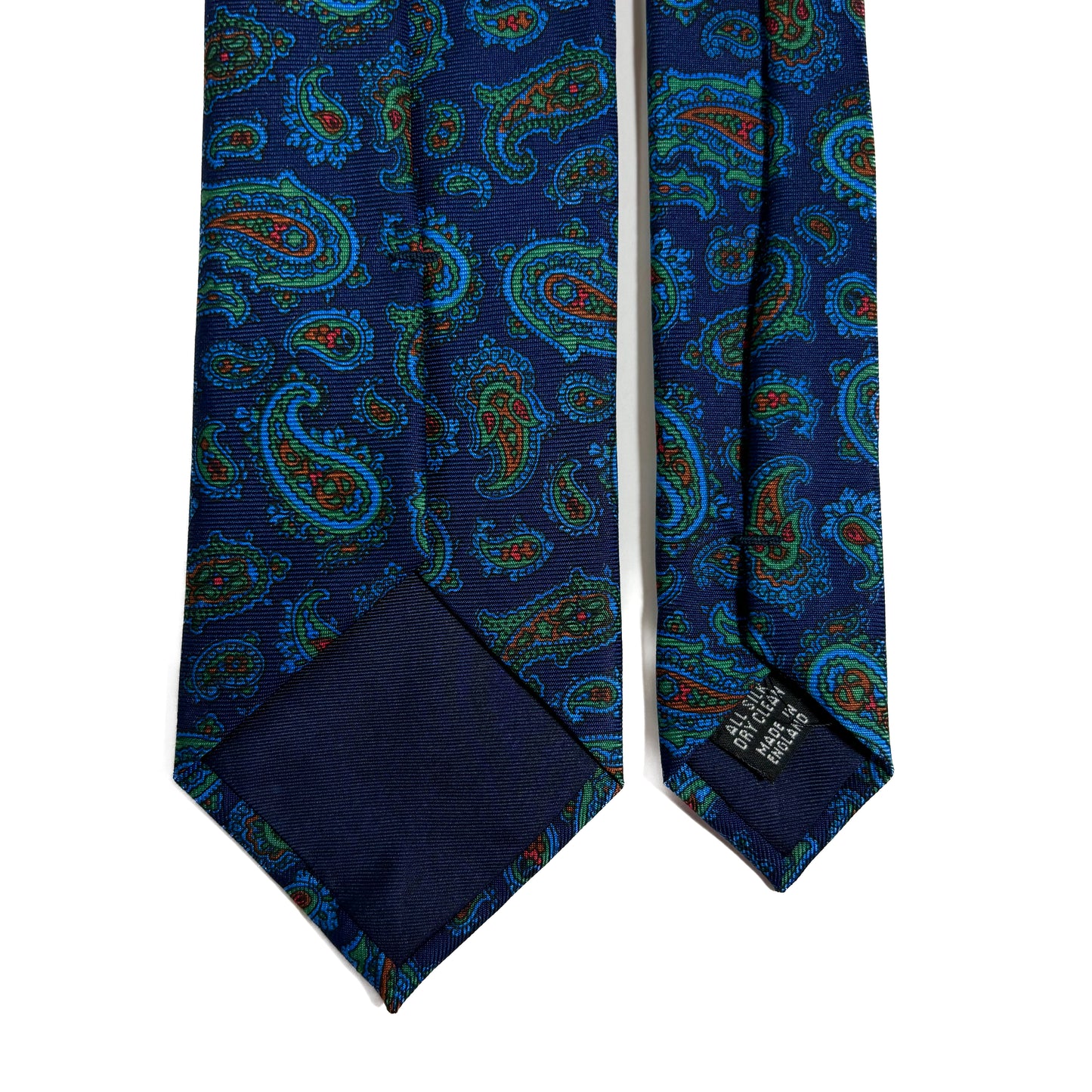 Hand-Printed Nautical Blue Paisley Silk Tie