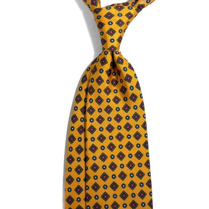 Mustard Yellow Geometric Printed 24oz Silk Twill Tie