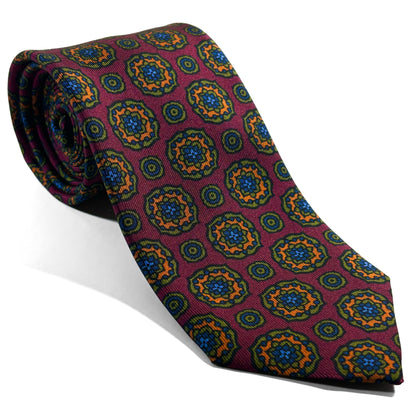 Burgundy Large Floral Ancient Madder Silk Tie