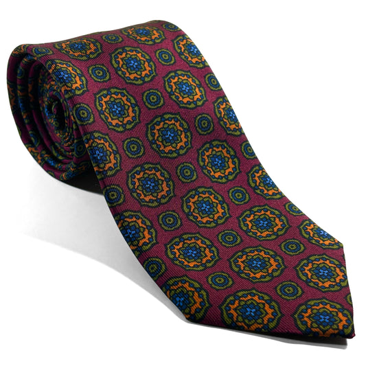 Burgundy Large Floral Ancient Madder Silk Tie
