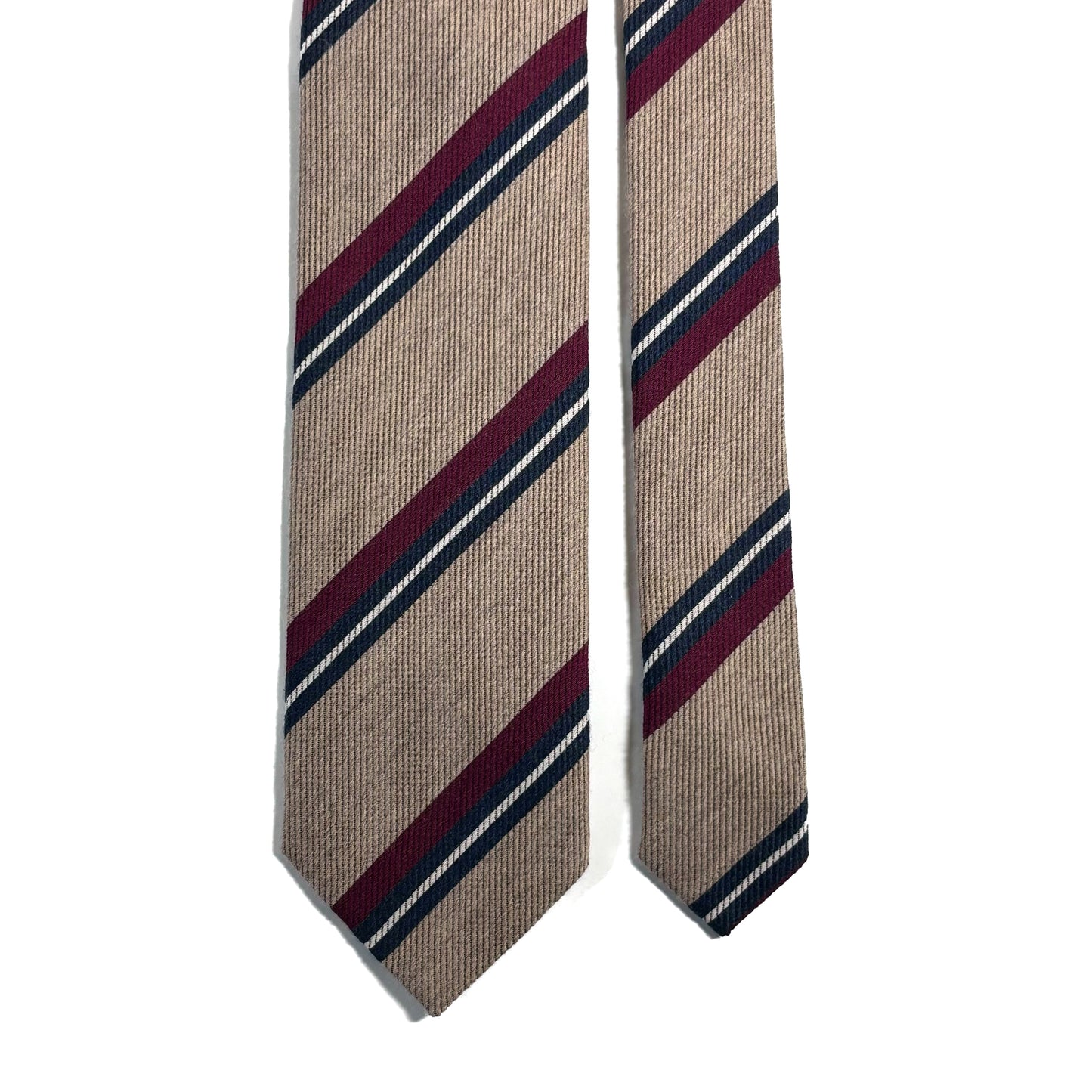 Beige Striped Wool/Silk Tie