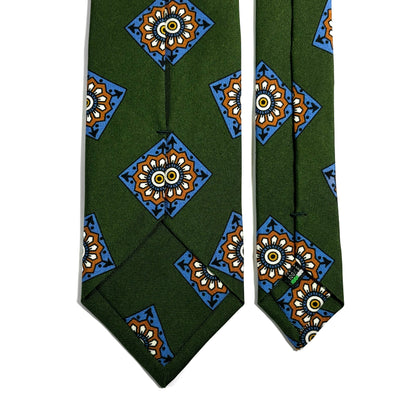 Green Large Square Printed 36oz Silk Twill Tie