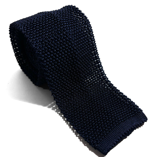 Navy Blue "Cri de la Soie" Silk Knitted Tie