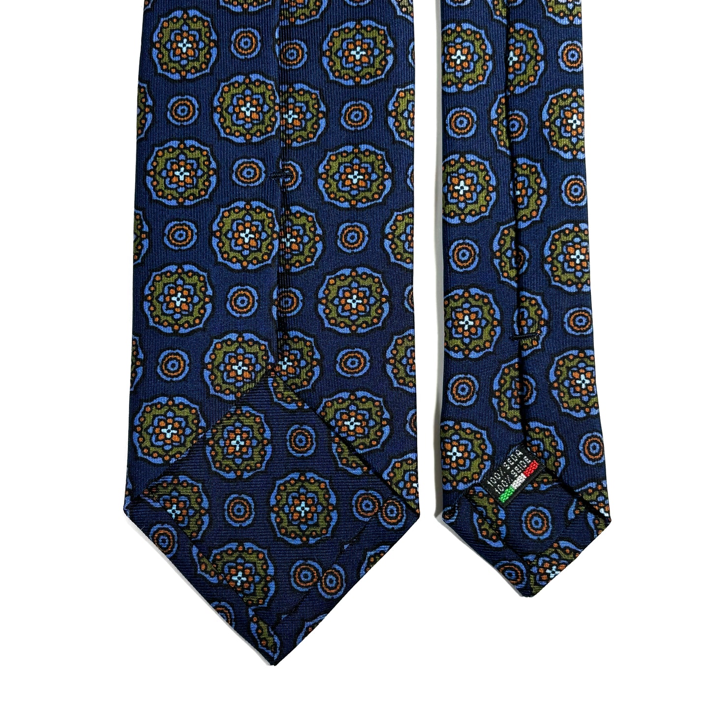 Navy Blue Large Floral Ancient Madder Silk Tie