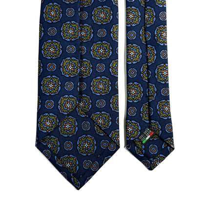Navy Blue Large Floral Ancient Madder Silk Tie