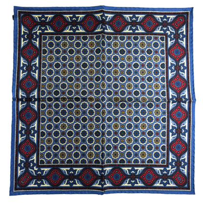 Light Blue & Cream Geometric Ancient Madder Silk Pocket Square