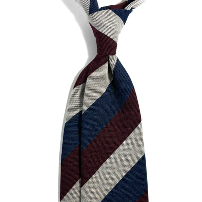 Burgundy & Navy Blue Striped Wool/Silk Tie