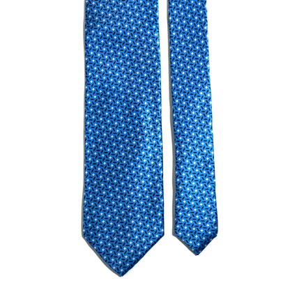 Royal Blue Geometric Silk Satin Tie