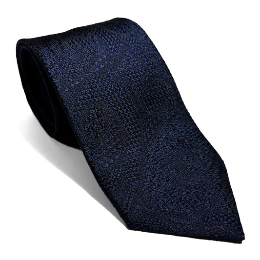 PHOENIX Navy Blue Paisley Silk Grenadine Jacquard Tie